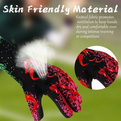 Soccer Goalkeeper Gloves Strong Grip Breathable Sizes 6-10 with Carry Bag