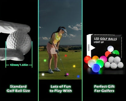 LED Golf Balls Glow in the Dark – 6 Pack Multi-Color Light Up Golf Balls for Night Play, Impact Activated, 40Hr Battery, Fun Gift for Men Women Beginners