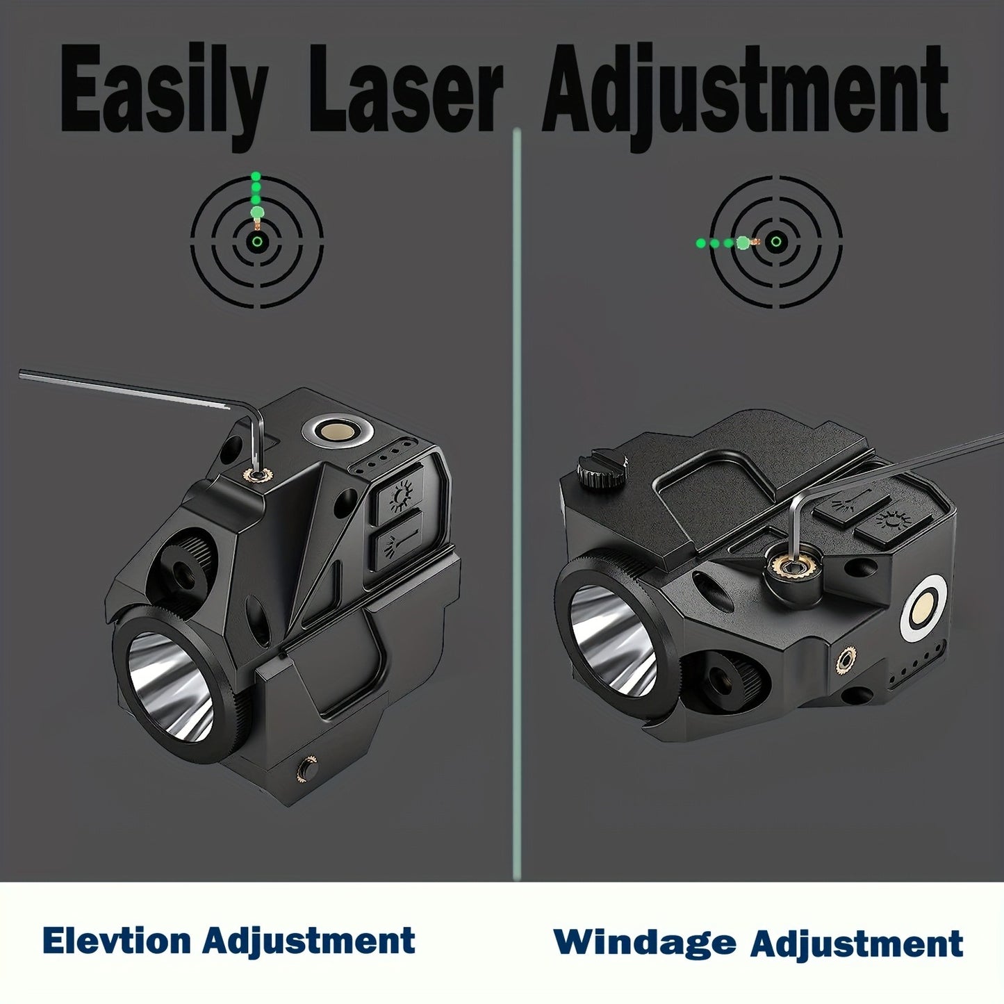 Tactical Green Laser Sight with LED Flashlight Combo - USB Rechargeable, Picatinny Rail Mount, Ambidextrous for Pistols, Rifles & Airguns