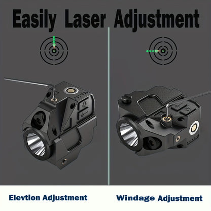 Tactical Green Laser Sight with LED Flashlight Combo - USB Rechargeable, Picatinny Rail Mount, Ambidextrous for Pistols, Rifles & Airguns