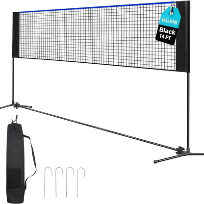 Badminton Volleyball Net Portable Adjustable Height 10ft 14ft 17ft Weather-Resistant Outdoor Indoor Backyard Pool Court Net with Carry Bag for Backyard Lawn Beach Park Play