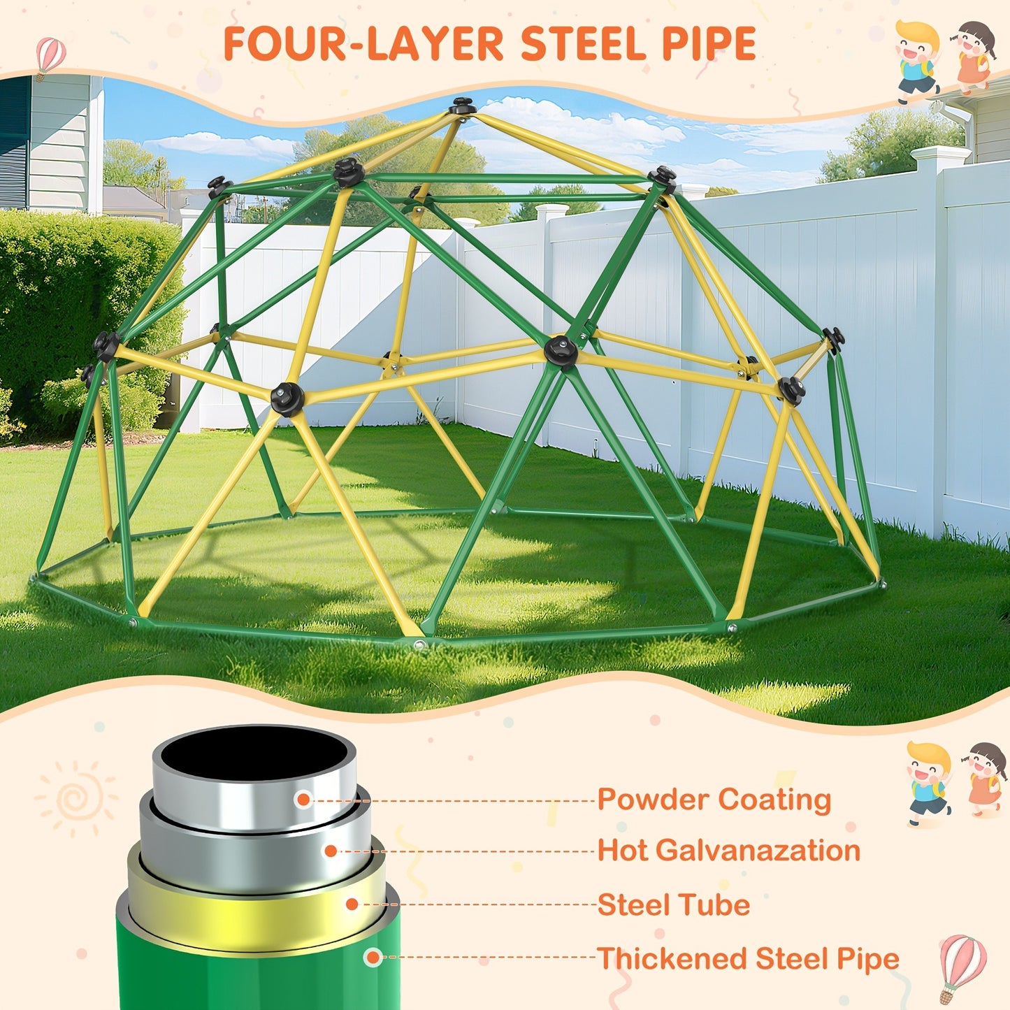 10FT Kids Climbing Dome with Hammock Swing Disc Swing Backyard Jungle Gym Steel Frame Outdoor Play Equipment 1000 LBS Capacity Gift for Boys Girls Ages 3-10