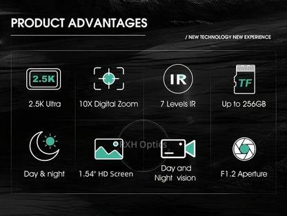 Night Vision Monocular with 850nm IR Illuminator, 5X Digital Zoom 2.5K FHD Camera 1.54" Display, Infrared Night Vision Scope for Hunting Camping Wildlife Surveillance, 2000mAh Battery 6Hr Runtime