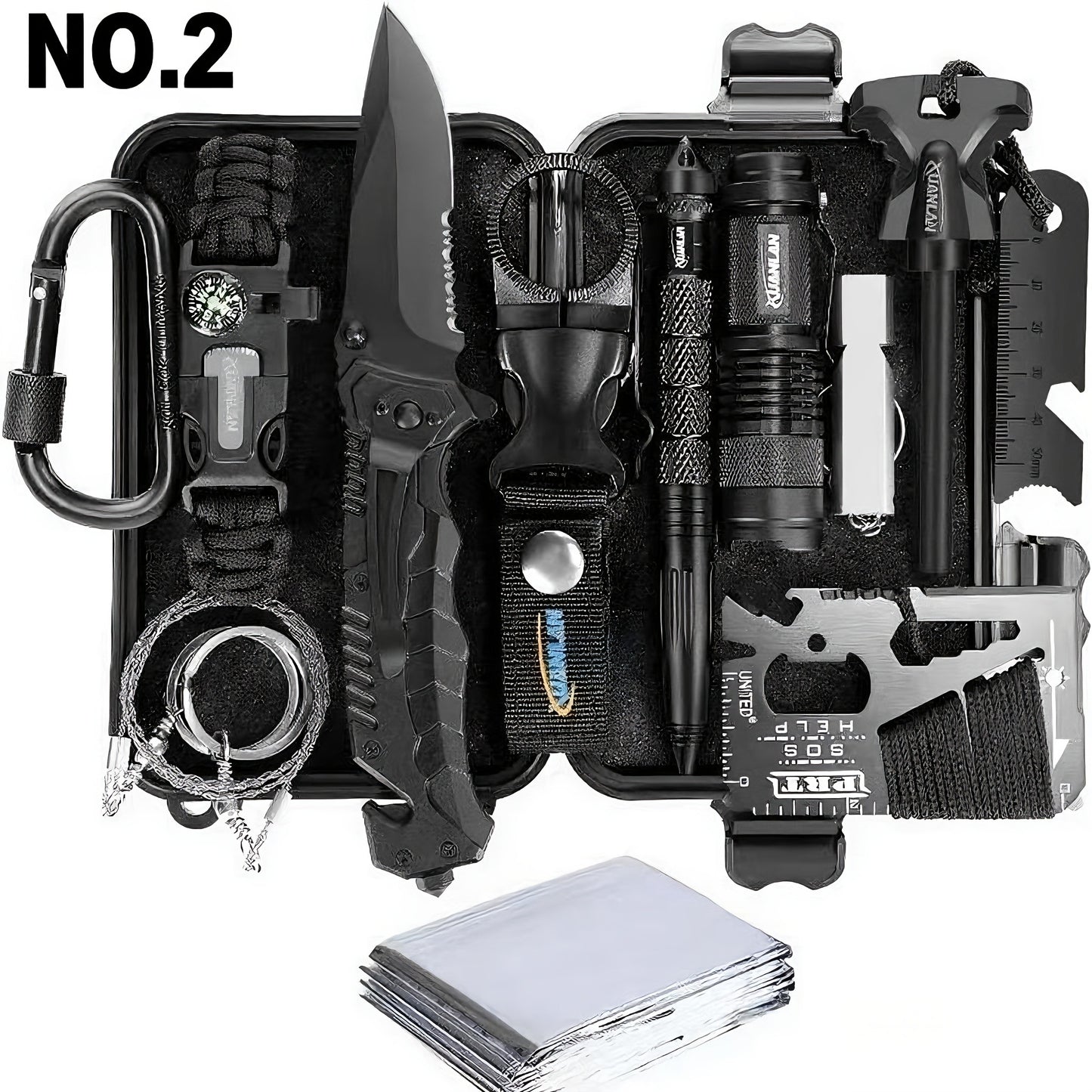 Tactical Survival Kit Multi-Tool Box – Emergency Outdoor Gear with Magnesium Fire Starter, Flint & First Aid Supplies for Camping, Hiking, Hunting & SOS Situations – Best Gift for Men