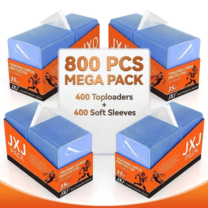 Top Loaders and Card Sleeves Combo Set 3x4 Inch Hard Plastic Baseball Card Protectors for Sports Football Game Cards Choose 100 200 400 or 800 Top Loaders Plus Matching Card Sleeves Bulk Value Pack