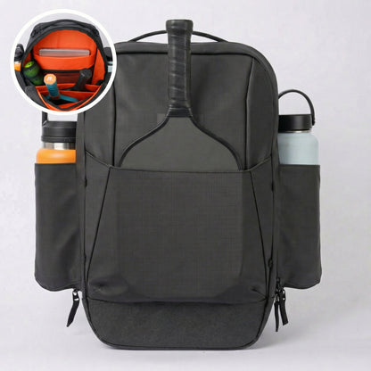 Pickleball Backpack Black (Orange Interior) - Backorder: Ships October option