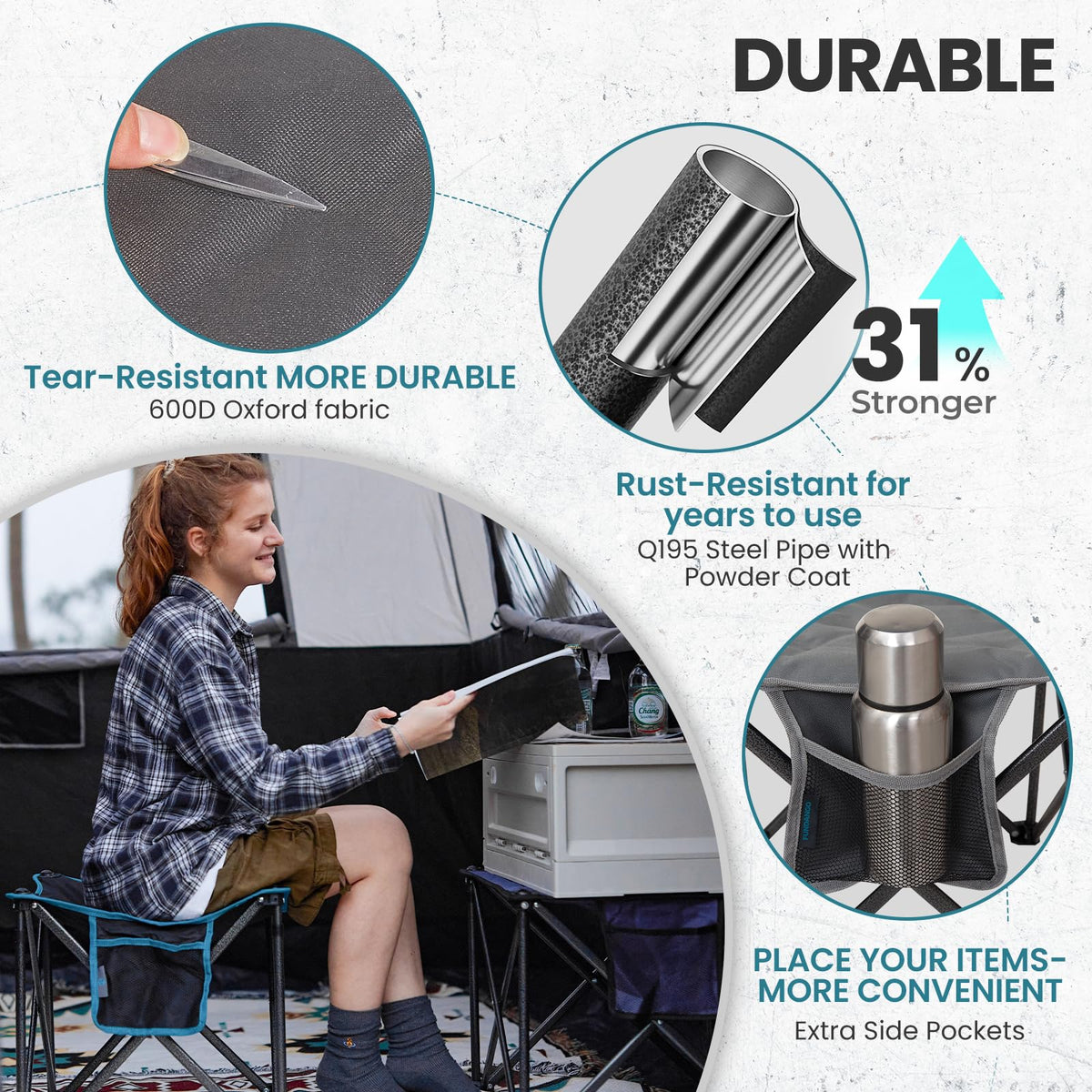 Padded Folding Camping Stool source view 12