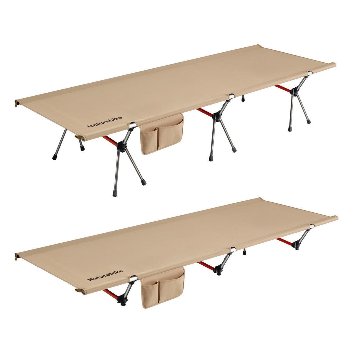 Camping Cot Wide Version – 70 cm (27.6 in) / Khaki With Side Storage Pocket option
