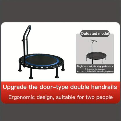 Mini Trampoline 40 Inch Collapsible Fitness Rebounder 660LBS Capacity, Adjustable Foam Handle Bars, Durable Elastic Straps & Thick Steel Frame, Quiet Indoor Outdoor Exercise Trampoline, Blue Green Red