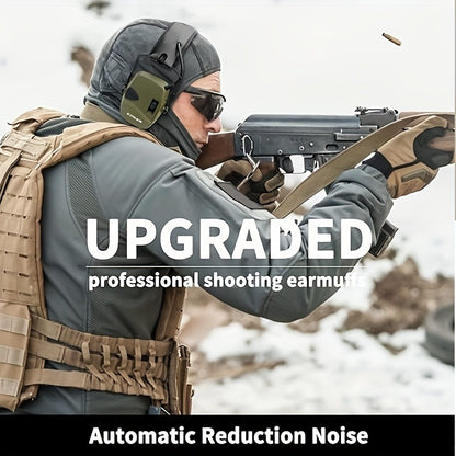 Electronic Shooting Earmuffs NRR 22dB Active Noise Cancelling Hearing Protection with Sound Amplification - Foldable Adjustable Ear Muffs for Shooting Range Hunting Mowing, Pink Green Brown Blue Black Camo