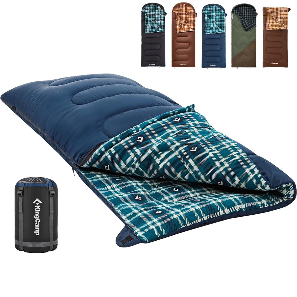 Wide Flannel Camping Sleeping Bag Navy / Left option