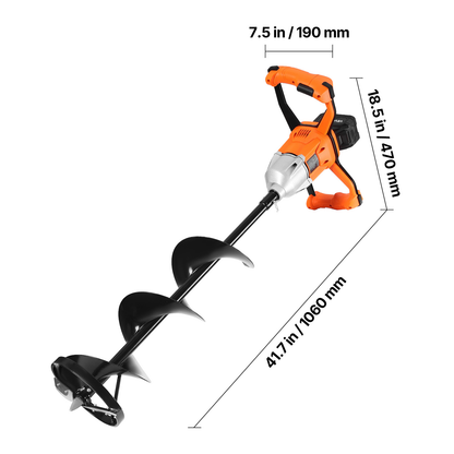 Electric Ice Auger 8 Inch 20V Cordless Brushless Motor, 2-in-1 Ice Fishing & Earth Auger with 4000mAh Battery, Turbo High-Speed Cutting, Cold-Resistant Steel Blades for Ice Fishing & Post Hole Digging