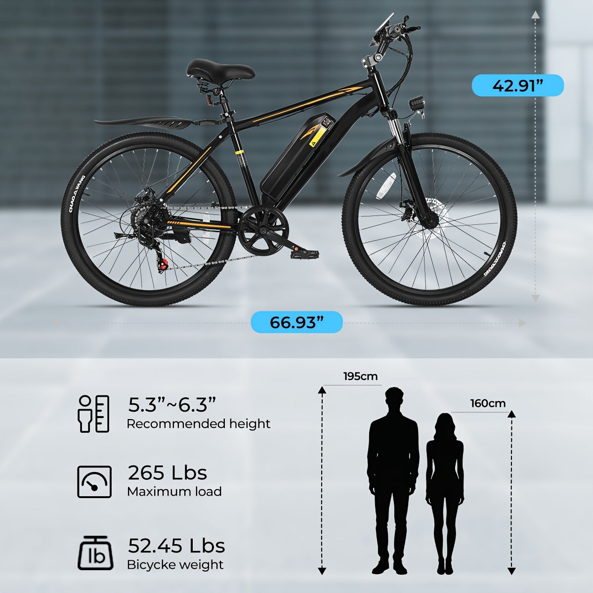 Electric Bike for Adults 26 Inch All-Terrain E-Bike 500W Motor 20MPH 40-Mile Range 360Wh Removable Battery 7-Speed Shimano Hydraulic Disc Brakes Front Suspension