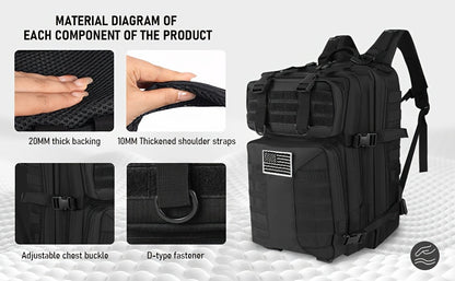 Tactical Military Backpack 50L – Large Capacity Molle Rucksack for Camping, Hiking, Hunting, Fishing & Travel, Unisex with Multiple Color Options