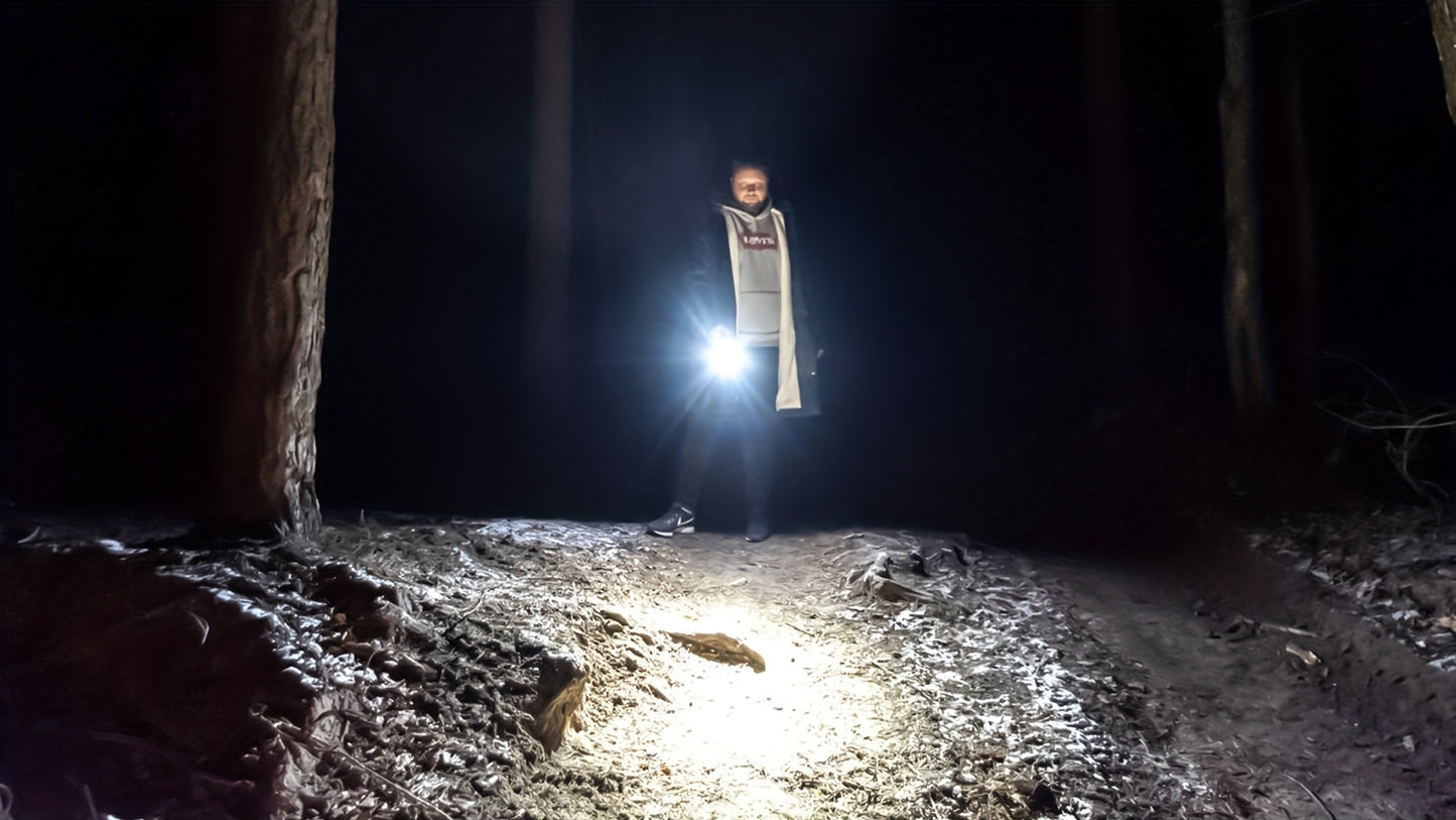 EDC Pocket Flashlight, 1200 Lumen Triple Light Source with White UV Red Beam & Laser, Type-C Rechargeable 5-Mode Mini LED Torch for Emergency, Camping & Everyday Carry