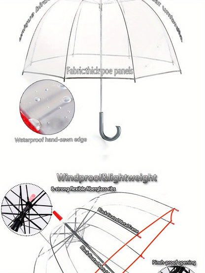 Clear Dome Bubble Umbrella 2 Pack Windproof Rainproof Auto Open 47 Inch Wide Canopy 8-Rib PVC Transparent Umbrella for Weddings Proms Graduations Outdoor Events