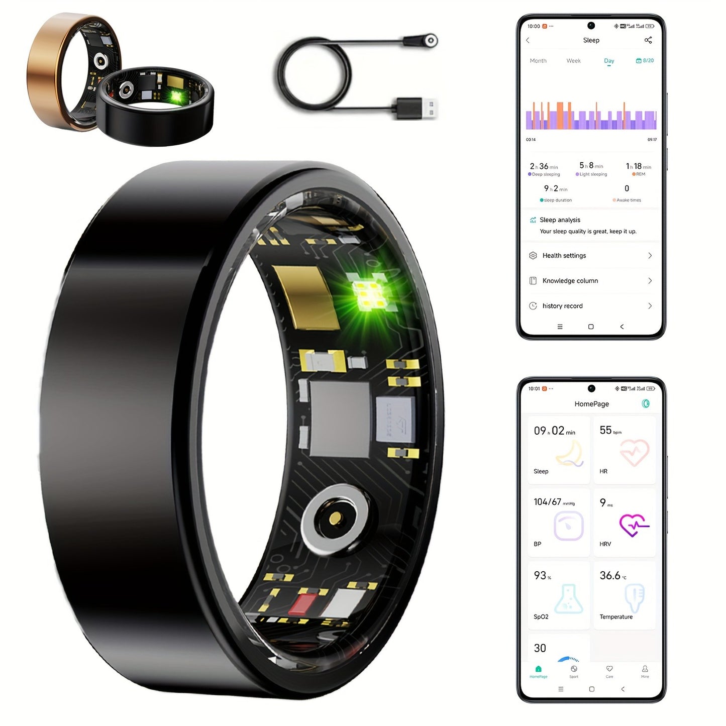Health Tracking Smart Ring – HRV, Sleep & Activity Monitor