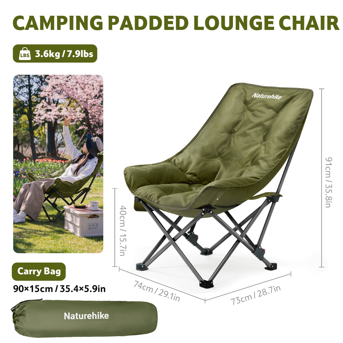 Camping Chair Heavy-Duty / Army Green option