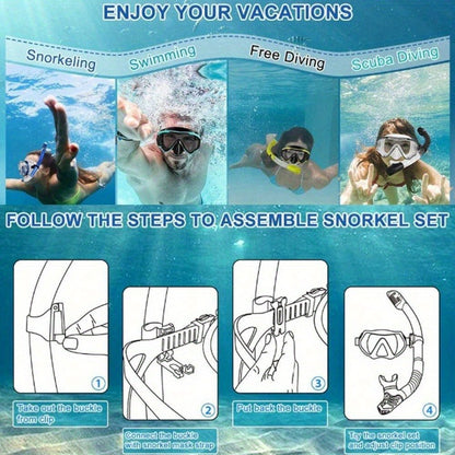 Panoramic HD Diving Mask Anti-Fog Tempered Glass Snorkel Mask with Nose Cover for Adults Youth Scuba Diving Snorkeling Swimming Pink Blue Black