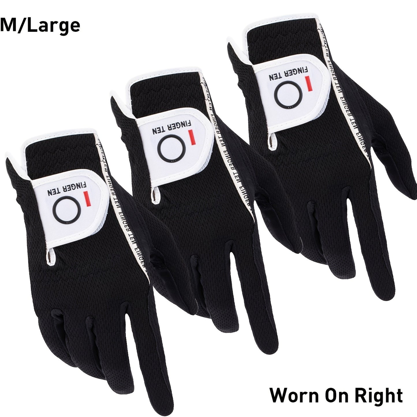 Wet Weather Golf Gloves Rain Grip 3-Pack for Men | Breathable Water-Resistant Golf Gloves for Left & Right Hand – Durable Comfortable Fit in Hot & Wet Conditions (Black, Gray, White | S–3XL)