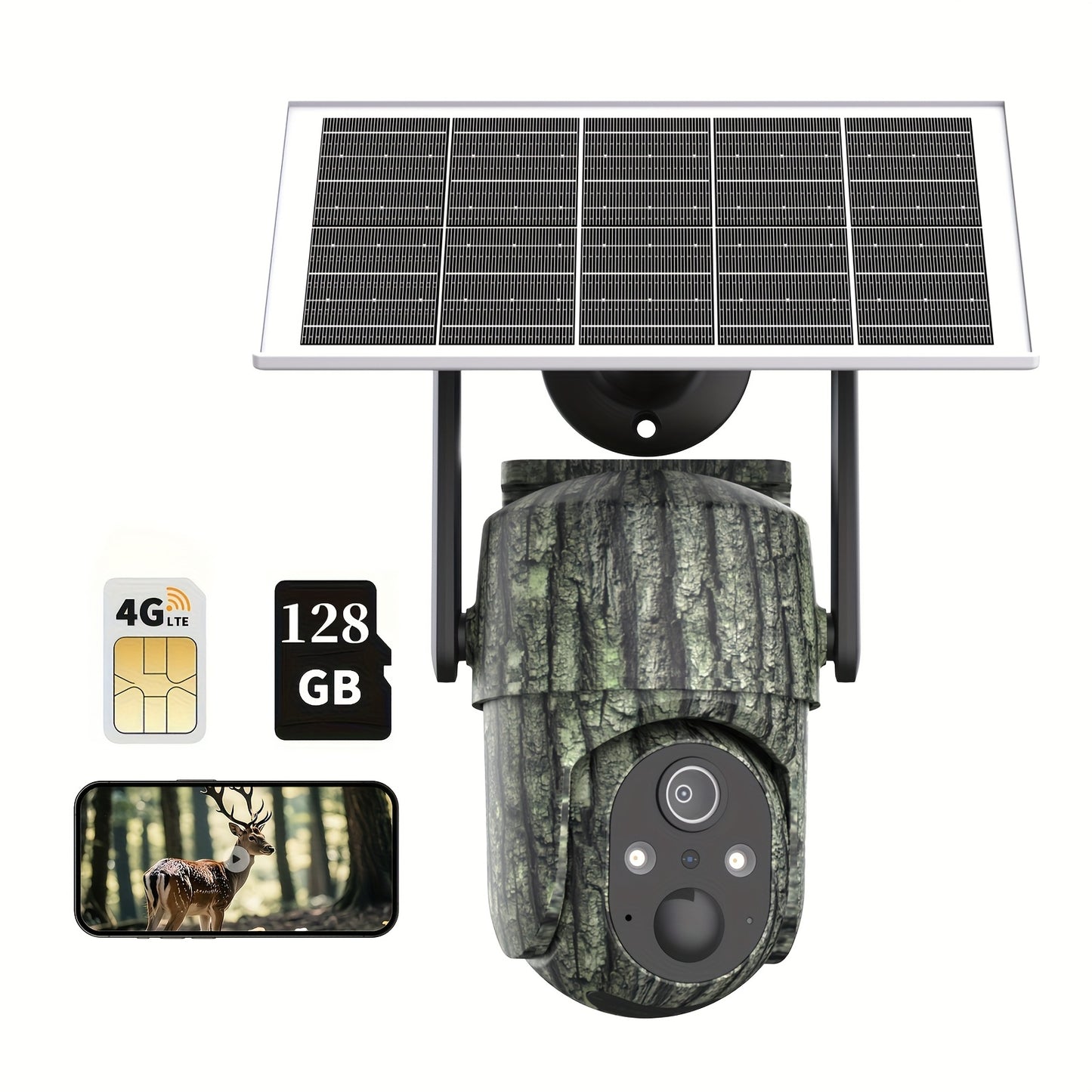 4G Cellular Game Camera Solar Powered - 2K Live View, 0.02s Motion Trigger, Night Vision, No WiFi Needed for Hunting & Wildlife