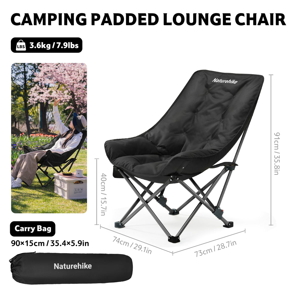 Camping Chair Heavy-Duty / Black option