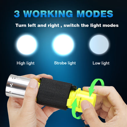 Scuba Diving Flashlight 2-Pack – Waterproof 80ft T6 LED 500 Lumens, Rechargeable 18650 USB, 3 Modes Rotary Switch Dive Light for Snorkeling, Caving & Outdoor Activities (Batteries & Chargers Included)