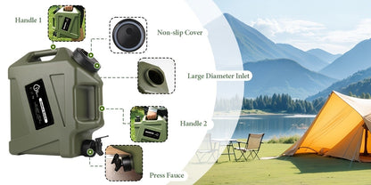 Water Storage Container with Spigot 2 Handles BPA Free PVC Collapsible Water Jug for Camping Outdoor RV Hiking Emergency Survival Portable Water Tank 3.2Gal 5Gal 2.6Gal Multi-Color Options