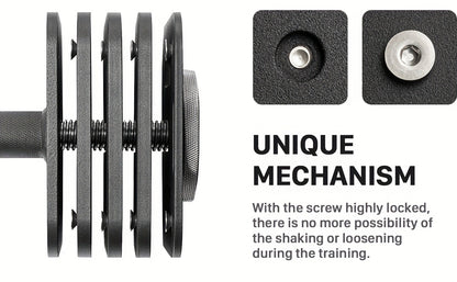 Quick-Lock Adjustable Dumbbell Set 10–80LB – 5LB Increments Square Weight Plates for Home Gym Fitness, Compatible Longer Screws & Add-On Plates Available
