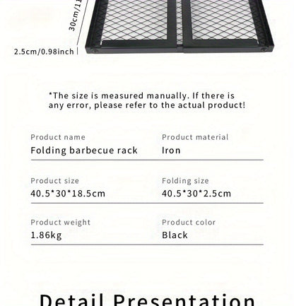 Portable Camping Bonfire Grill with Storage Bag – Heavy Duty Iron Barbecue Rack for Outdoor Picnic, RV Party & Firewood Heating, Includes Food Clips and Cleaning Cloths, Great Men's Gift