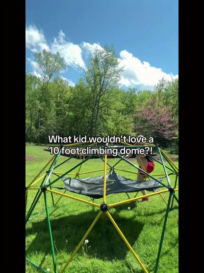 10FT Kids Climbing Dome with Hammock Swing Disc Swing Backyard Jungle Gym Steel Frame Outdoor Play Equipment 1000 LBS Capacity Gift for Boys Girls Ages 3-10