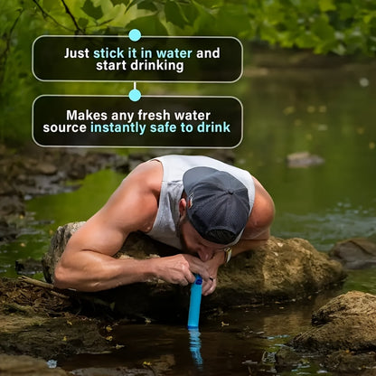 Survival Water Filter Kit | Emergency Camping Water Purifier with Silicone Hose, Lanyard & Instruction Manual – 3, 4 or 6 Pack