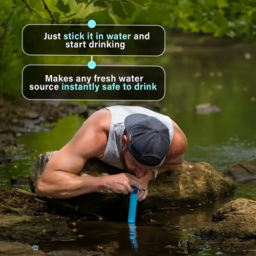 Survival Water Filter Kit | Emergency Camping Water Purifier with Silicone Hose, Lanyard & Instruction Manual – 3, 4 or 6 Pack