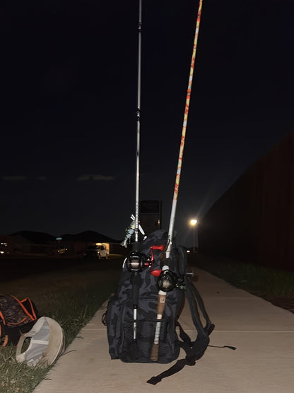 Waterproof Fishing Rod Backpack 42L – Built-In Rod Tube, 16 Pockets & Insulated Cooler Option | Black, Camo, Khaki, Gray