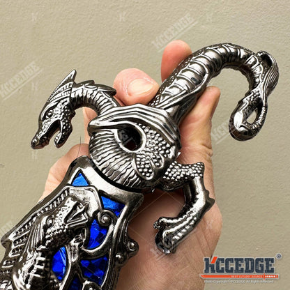Medieval Fantasy Fixed Blade Knife with Scabbard – 9" Dragon Cosplay Collectible Dagger, 440 Stainless Steel, Historical Replica for Display & Medieval Fair Props