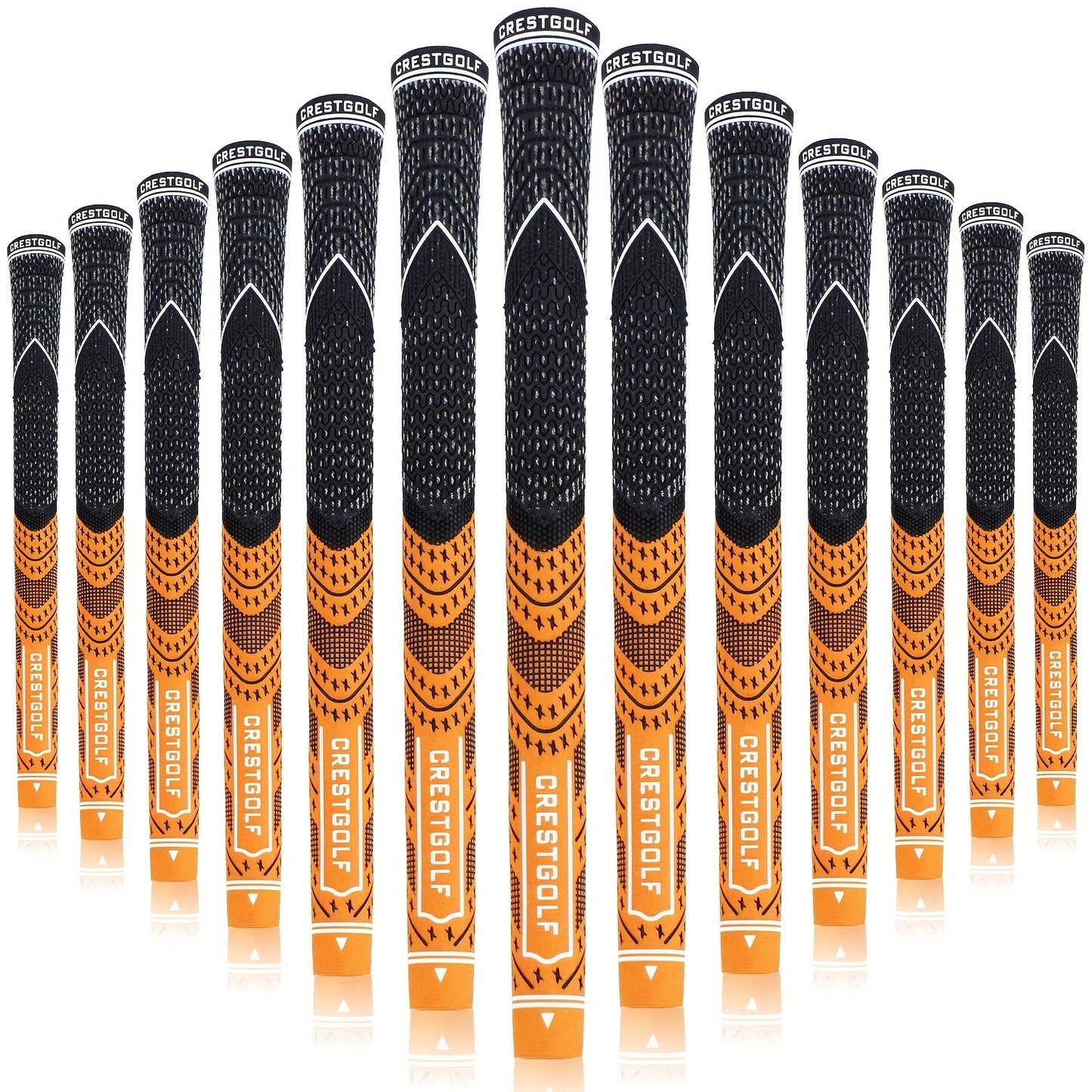 Midsize Golf Grips Set 13 Pack – All Weather Hybrid Rubber Golf Club Grips with Ecological Yarn Thread Technology, Multiple Colors, Fits Full Set of Clubs (Black, White, Red, Orange, Yellow, Blue, Gray)