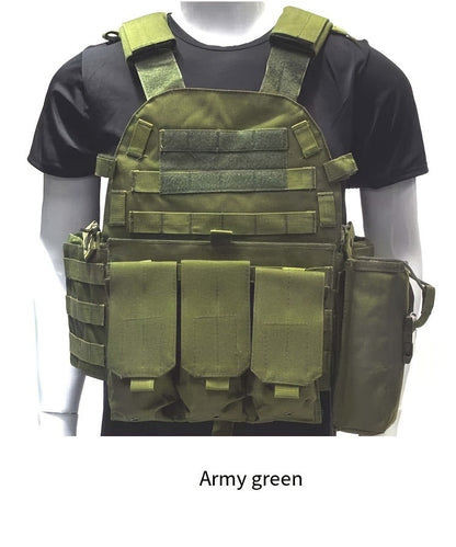 Tactical MOLLE Vest 6094 Adjustable Combat Chest Rig with Multi-Pocket System for Outdoor Hunting Training Airsoft CS Wargame Hiking Camping