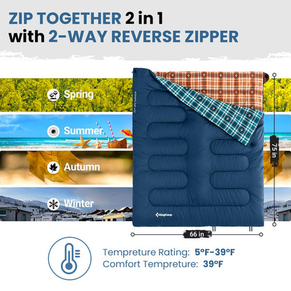 Wide Flannel Camping Sleeping Bag source view 17