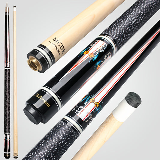 2-Piece Pool Cue 58 Inch – Grade A Canadian Maple, 12.5mm Low Deflection Shaft, Multi-Layer Leather Tip, Irish Linen Wrap – Professional Billiard Stick for Players