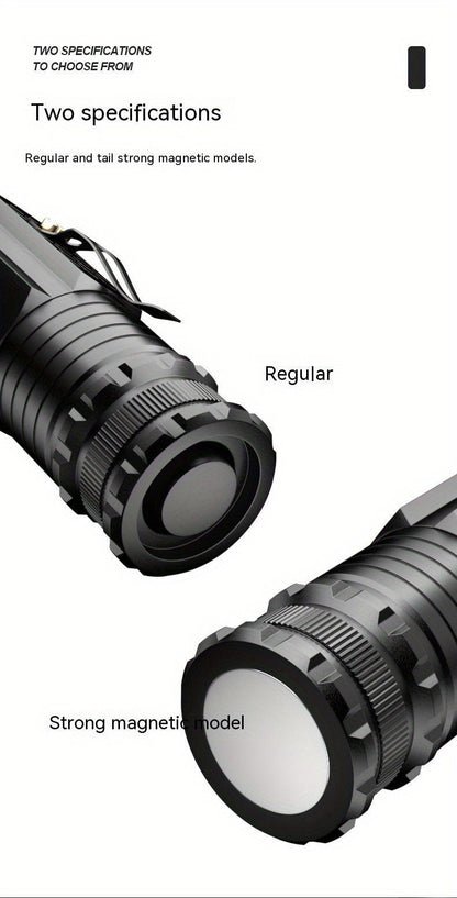 Magnetic LED Flashlight, 3000 Lumen Super Bright Rechargeable Torch with Strong Magnet Base, 300M Long Range Flood Beam for Outdoor, Camping, Household & Emergency Use