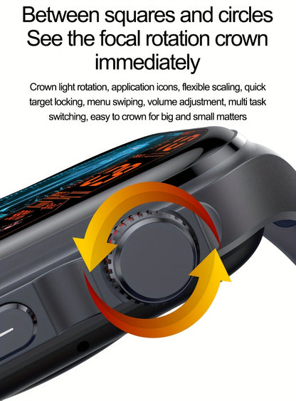 AMOLED Smartwatch 2.04" Display, Bluetooth 5.3 Calling, NFC, 530mAh Battery, Multi-Sport Modes, Voice Assistant, SOS, Menstrual & Weather Forecast, Magnetic Charging, Compatible with iOS & Android, Unisex Gift for Men & Women