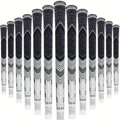 Midsize Golf Grips Set 13 Pack – All Weather Hybrid Rubber Golf Club Grips with Ecological Yarn Thread Technology, Multiple Colors, Fits Full Set of Clubs (Black, White, Red, Orange, Yellow, Blue, Gray)