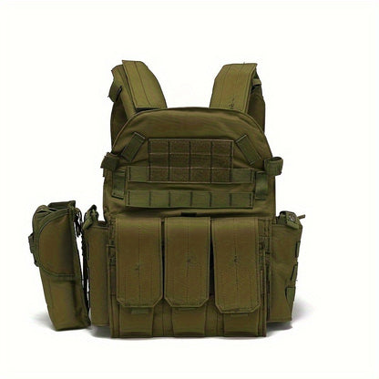 Tactical MOLLE Vest 6094 Adjustable Combat Chest Rig with Multi-Pocket System for Outdoor Hunting Training Airsoft CS Wargame Hiking Camping