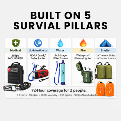 72-Hour Survival Kit for 2 People Bug Out Bag Ultimate Kit