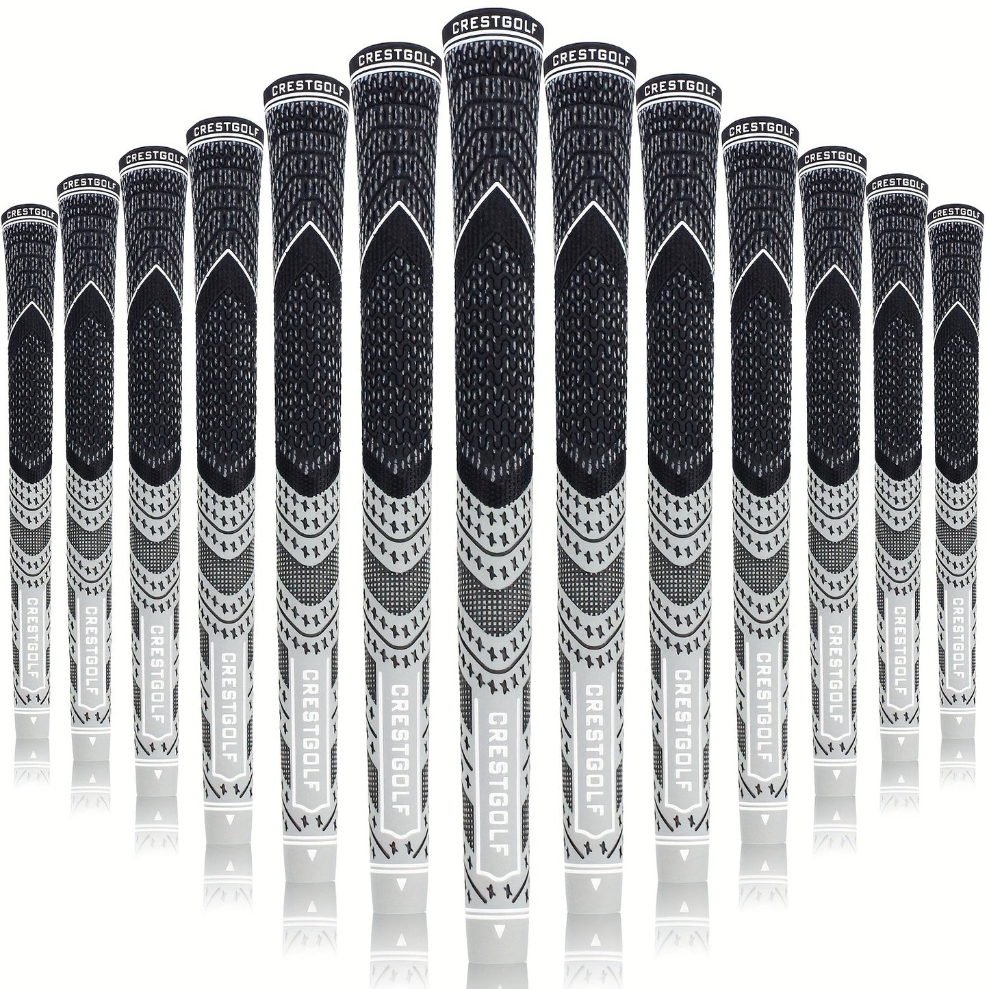 Midsize Golf Grips Set 13 Pack – All Weather Hybrid Rubber Golf Club Grips with Ecological Yarn Thread Technology, Multiple Colors, Fits Full Set of Clubs (Black, White, Red, Orange, Yellow, Blue, Gray)