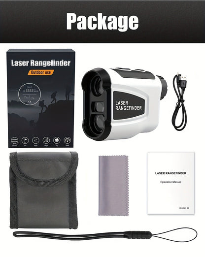 Golf Laser Rangefinder 1200 Yards Slope Compensation 6X Magnification Flag Lock HD Rechargeable USB Charging Anti-Vibration High Precision Quick Positioning White Stylish Design