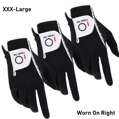 Wet Weather Golf Gloves Rain Grip 3-Pack for Men | Breathable Water-Resistant Golf Gloves for Left & Right Hand – Durable Comfortable Fit in Hot & Wet Conditions (Black, Gray, White | S–3XL)