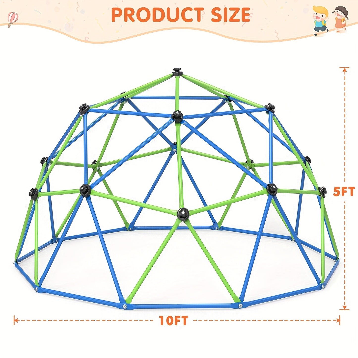 10FT Kids Climbing Dome with Hammock Swing Disc Swing Backyard Jungle Gym Steel Frame Outdoor Play Equipment 1000 LBS Capacity Gift for Boys Girls Ages 3-10