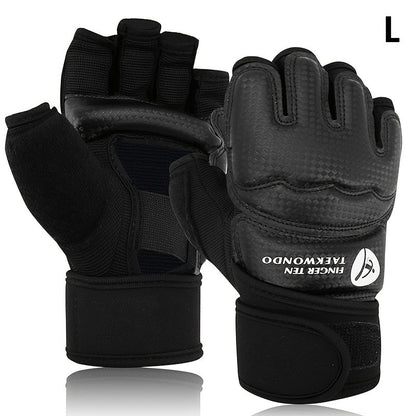 Taekwondo Sparring Gear Set Half Finger Gloves Hand & Foot Protectors with Wrist Wraps & Ankle Support for Boxing Kickboxing Men Women