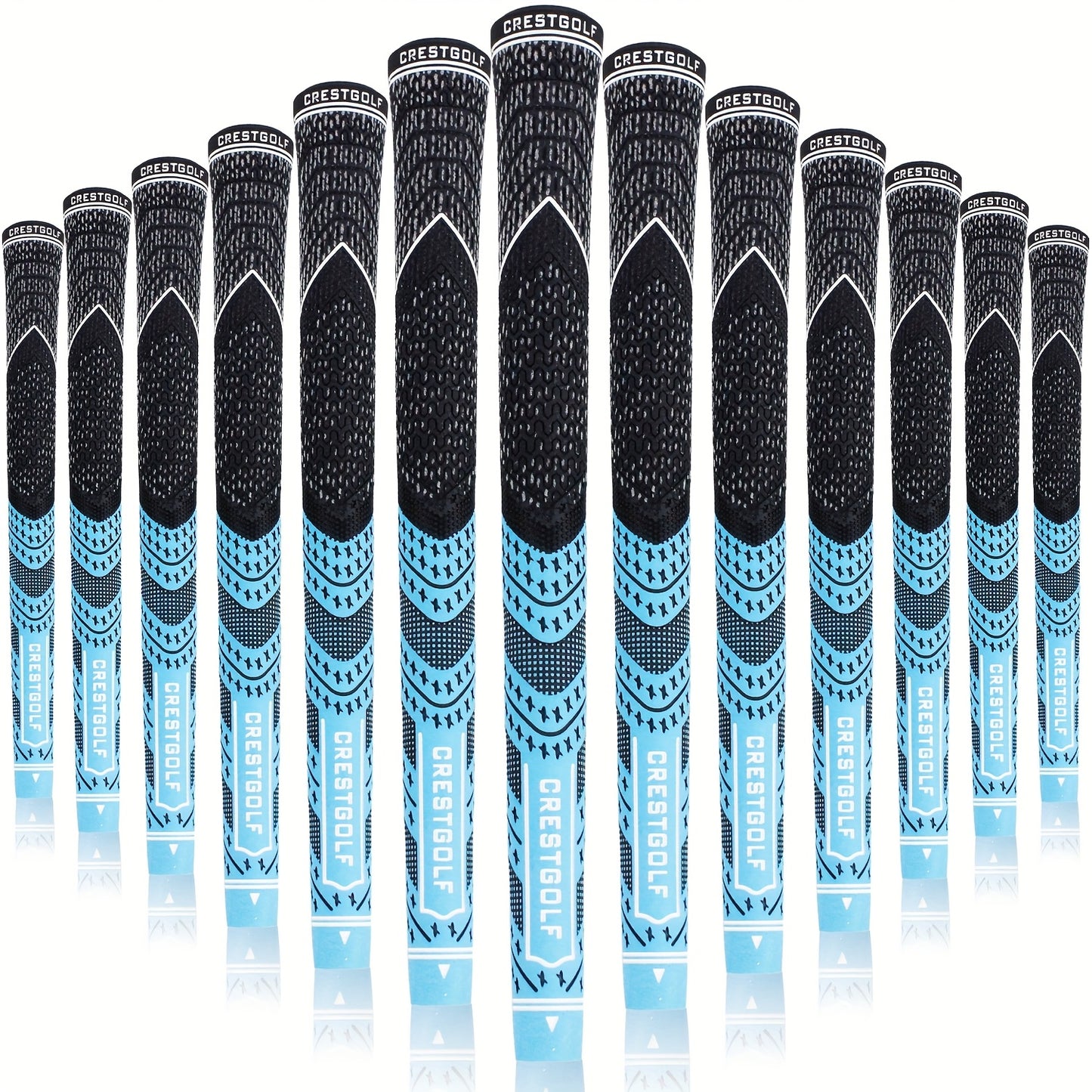 Midsize Golf Grips Set 13 Pack – All Weather Hybrid Rubber Golf Club Grips with Ecological Yarn Thread Technology, Multiple Colors, Fits Full Set of Clubs (Black, White, Red, Orange, Yellow, Blue, Gray)